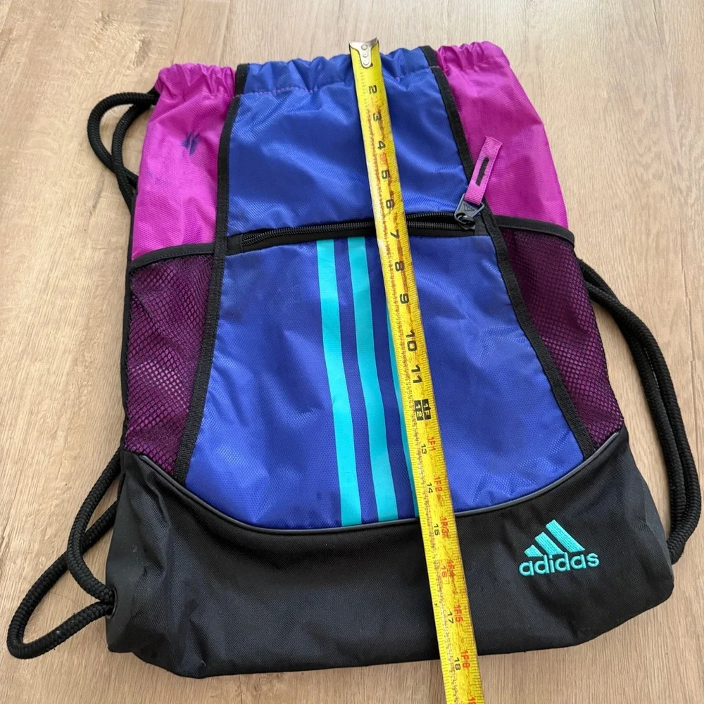 Adidas Alliance II Sackpack Drawstring Bag Backpack Mesh & Zippered Front Pocket